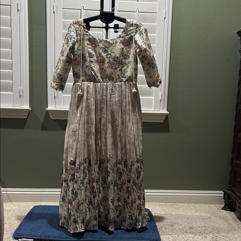 Beige Gown(Indian style) with belt and stole